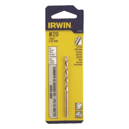 Irwin Irwin No 29 X 2-7/8 in. L High Speed Steel Jobber Length Wire Gauge Bit Straight Shank 1 pk 81129